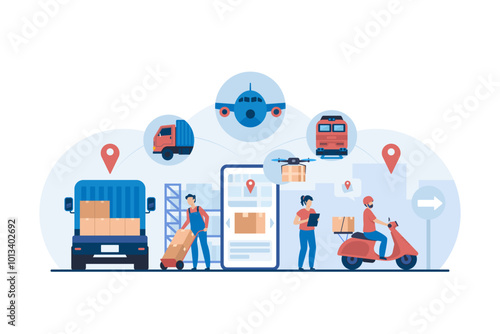 End to End, Logistics Services Ensuring Fast and Reliable Global Delivery. Businesses and E commerce. Logistics Center Coordinating.
