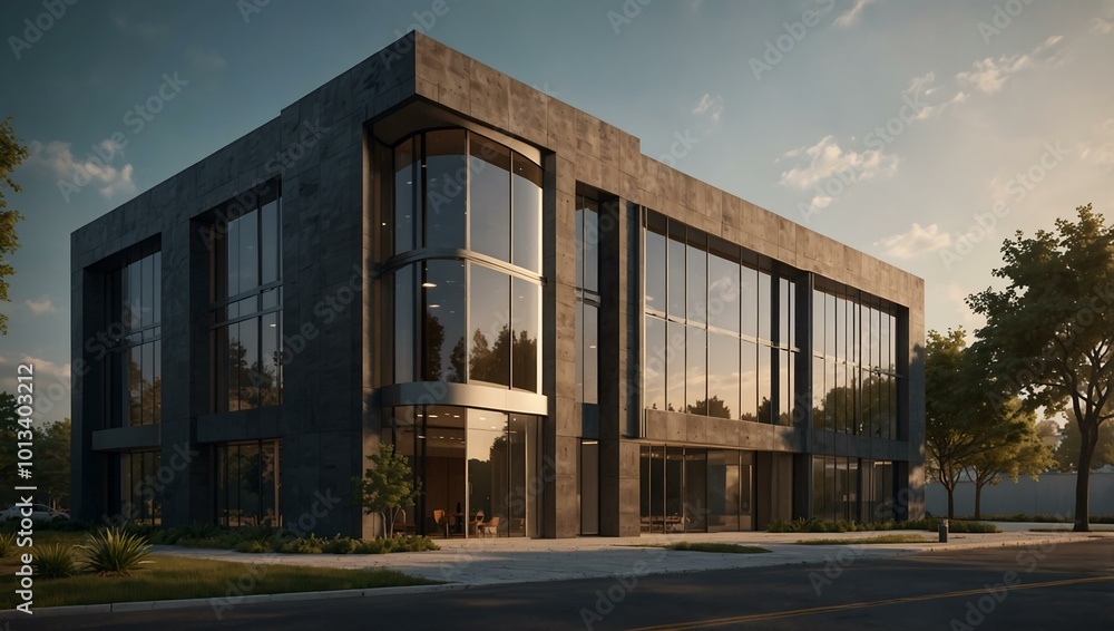 Exterior design of an elegant office building. Exterior design of an elegant office building.