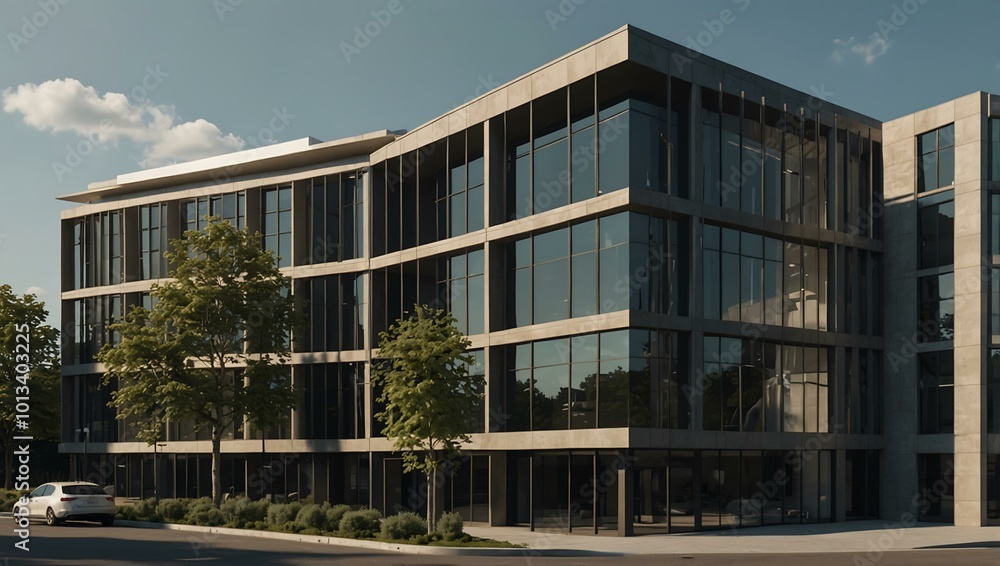 Exterior design of an elegant office building. Exterior design of an elegant office building.