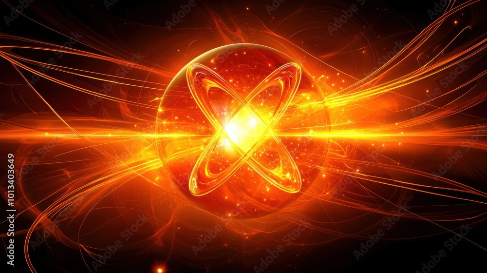 Energetic collision of protons, neutrons, and electrons in a futuristic visual display of vibrant motion and dynamic forces. Energetic collision of protons, neutrons, and electrons in a futuristic visual display of vibrant motion and dynamic forces.