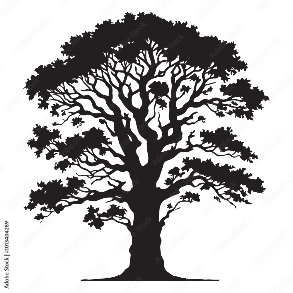 Obraz premium Ash Tree Vector illustration in black and white - Ash Plant Silhouette Design