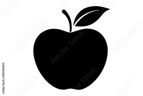 Delicious fruit apple silhouette black vector art illustration 