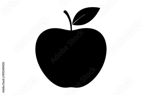 Delicious fruit apple silhouette black vector art illustration  photo