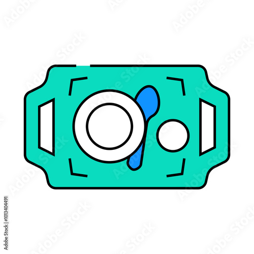 dishware on tray buffet line icon vector. dishware on tray buffet sign. isolated symbol illustration