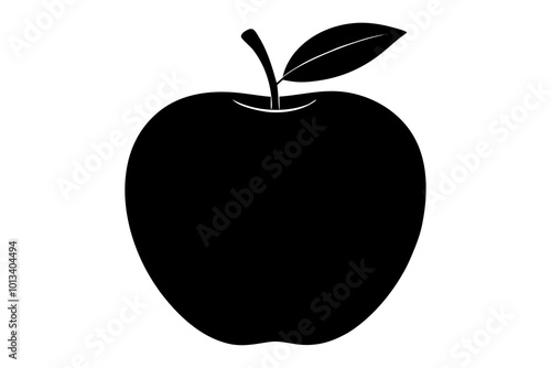 Delicious fruit apple silhouette black vector art illustration 