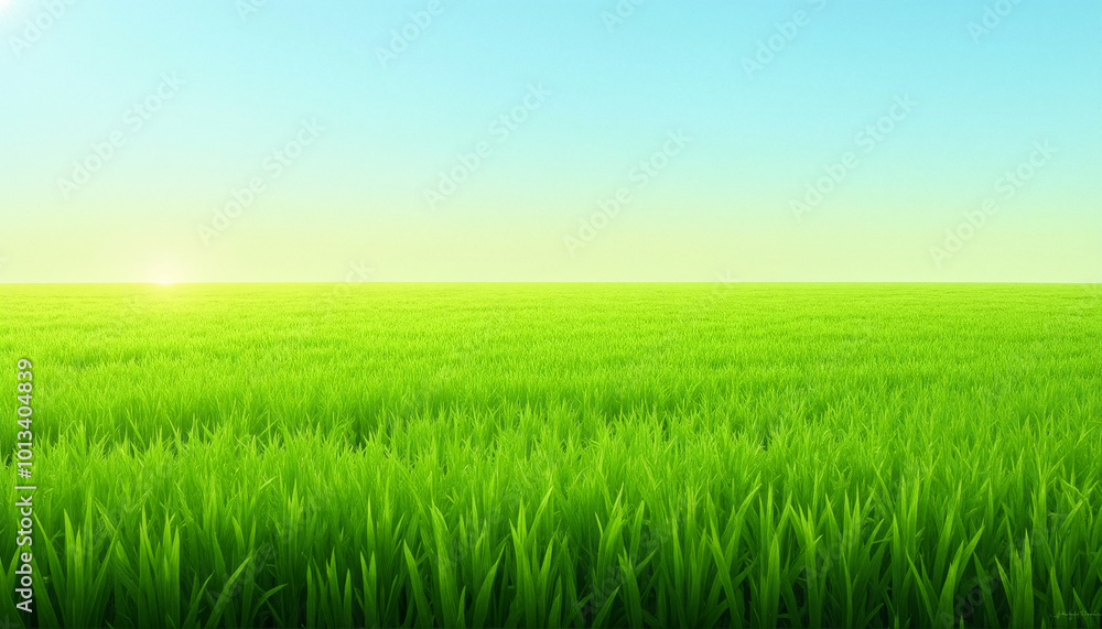 Lush Green Grass Field Under Clear Blue Sky Lush Green Grass Field Under Clear Blue Sky