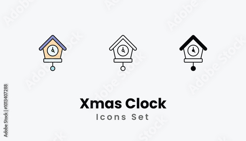 Xmas Clock icons vector set stock illustration