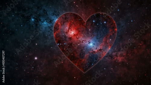 Galaxy inside a red heart symbol.