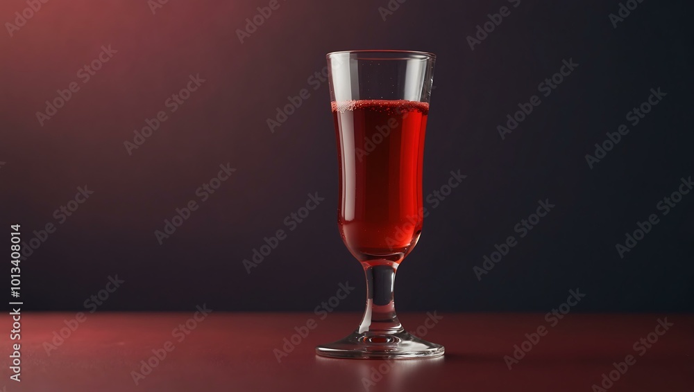 Glass of red liquid on a gradient background. Glass of red liquid on a gradient background.