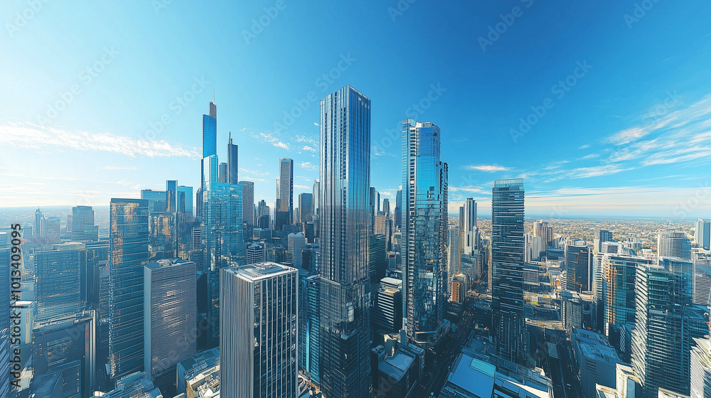 Aerial View of City Skyline and High-Rise Buildings Under Blue Sky and White Clouds Aerial View of City Skyline and High-Rise Buildings Under Blue Sky and White Clouds