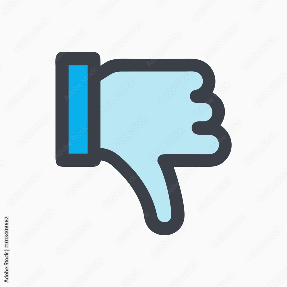 Thumbs Down Dislike Icon with Blue Outline. Thumbs Down Dislike Icon with Blue Outline.