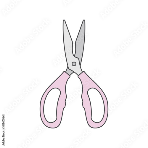 Simple scissors icon vector illustration, scisscor icon vector in lineal color style