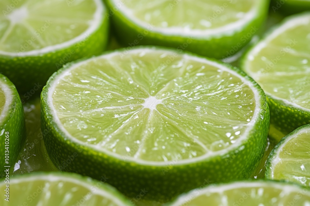 Closeup of Sliced Green Limes Closeup of Sliced Green Limes