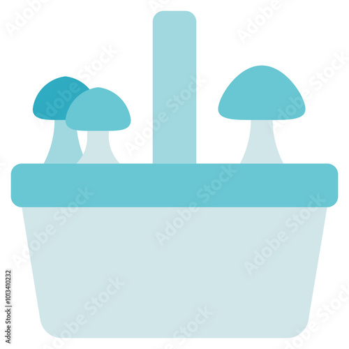 Three blue mushrooms with a tall blue pillar behind them, all sitting on a blue platform