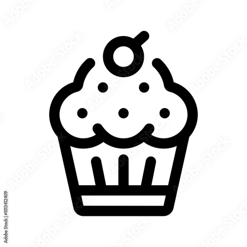 Muffin Line Icon. Single icon, line vector icon
