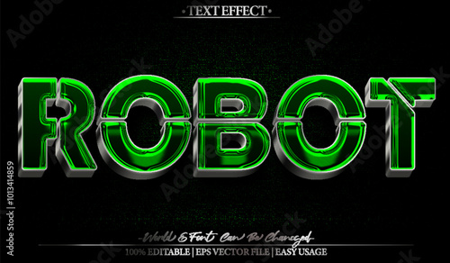 Robot Vector Text Effect Editable Alphabet Green Tech Cyborg Futuristic ai