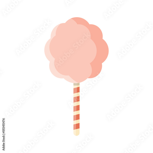 Cotton candy on stick flat vector icon design