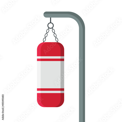 Punching bag flat vector illustration isolated on white background