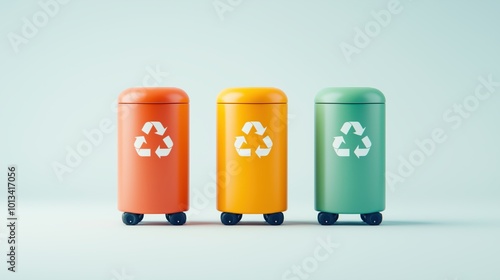 Color-Coded Waste Separation Bins - Clean