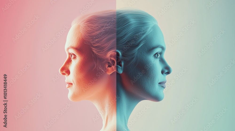 Minimalist 3D render of two family portraits placed side by side on a pastel-colored background, symbolizing generations of family memories Minimalist 3D render of two family portraits placed side by side on a pastel-colored background, symbolizing generations of family memories