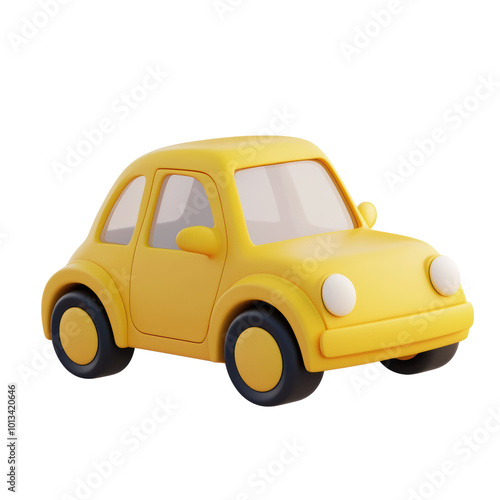 Car isolated on white transparent. Cartoon minimal style vehicle for kids