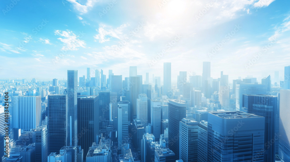 Aerial View of City Skyline and High-Rise Buildings Under Blue Sky and White Clouds Aerial View of City Skyline and High-Rise Buildings Under Blue Sky and White Clouds