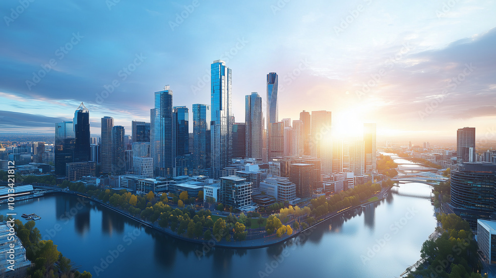 Fototapeta premium Office Skyscrapers in the City Financial and Business District
