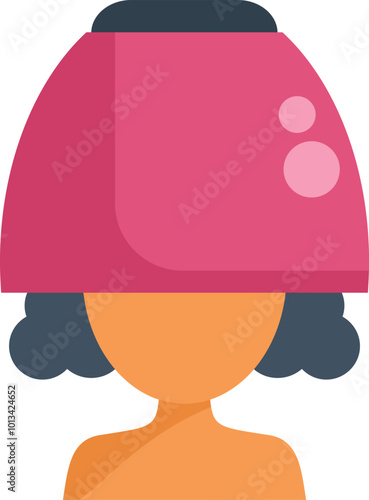 Woman is sitting with a hair drying hood over her head, drying her hair in a hair salon