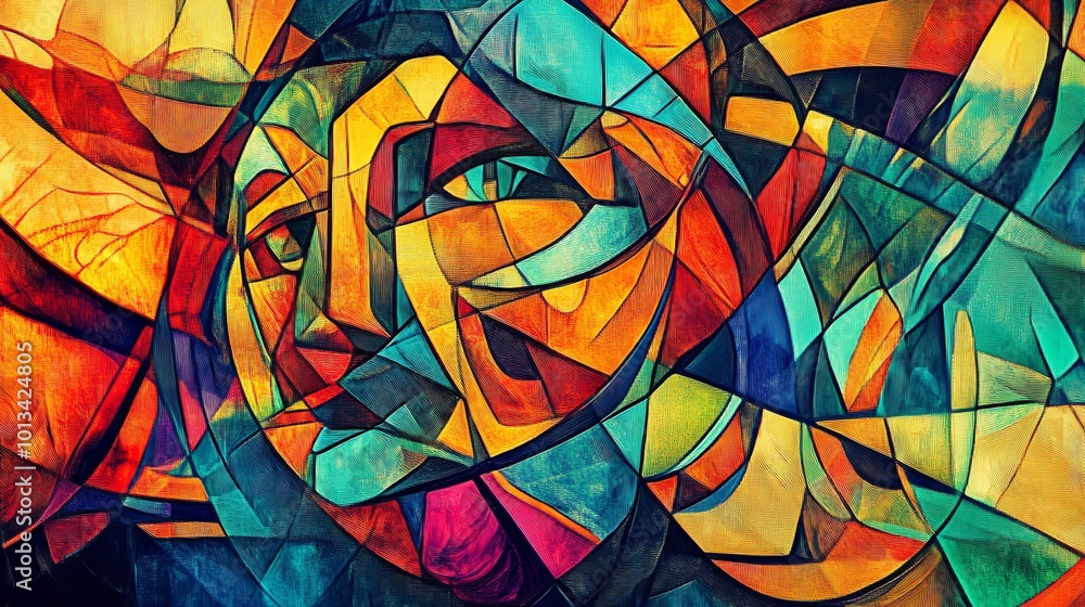 Abstract painting with geometric forms. Abstract painting with geometric forms.
