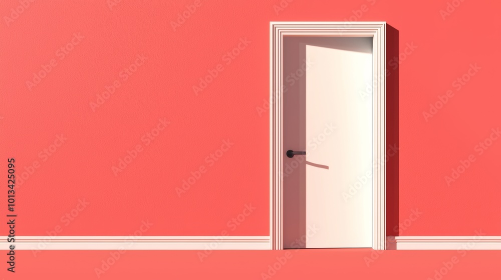 Open Door with Bright Light on Flat Background Open Door with Bright Light on Flat Background