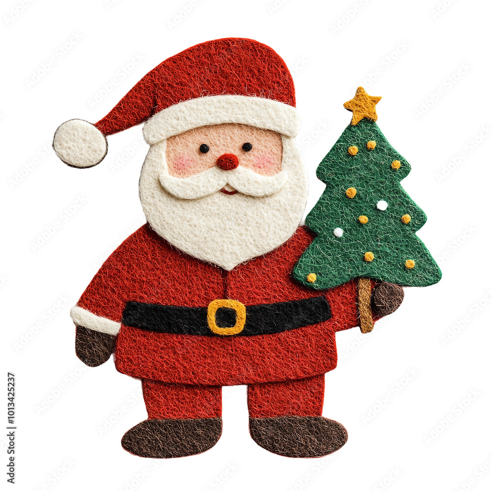 Adorable Felt Santa Claus Holding a Christmas Tree for Festive Decorations Adorable Felt Santa Claus Holding a Christmas Tree for Festive Decorations
