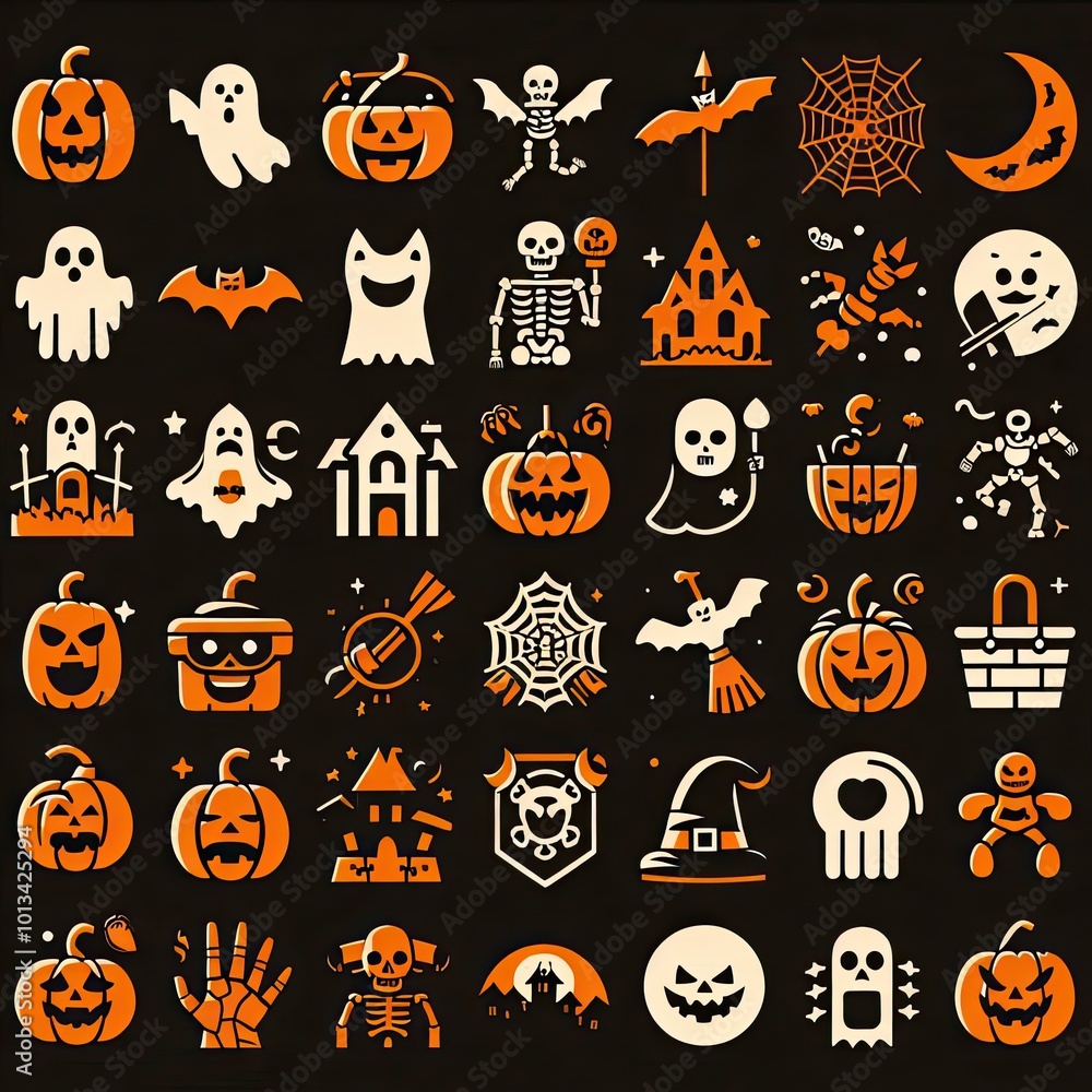 Halloween icon set. Solid icons collection, background, banner, card, poster, template, elegant Halloween icon set. Solid icons collection, background, banner, card, poster, template, elegant