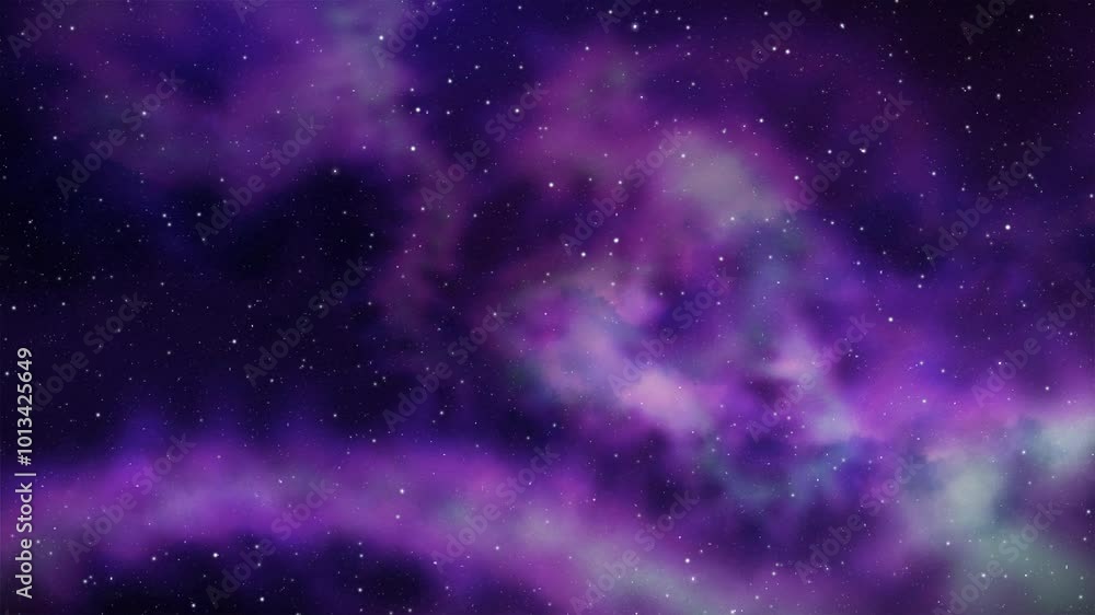 Animated Dreamy Purple Nebula Galaxy Background with Glowing Stars in Deep Space Sky Animated Dreamy Purple Nebula Galaxy Background with Glowing Stars in Deep Space Sky