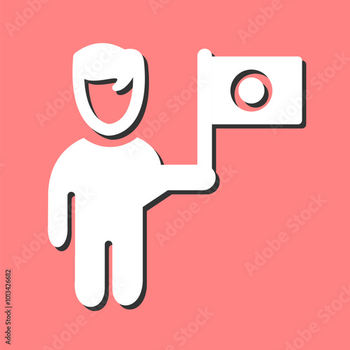 Raising Flag Vector Icon