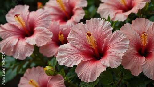 Pink hibiscus flowers.