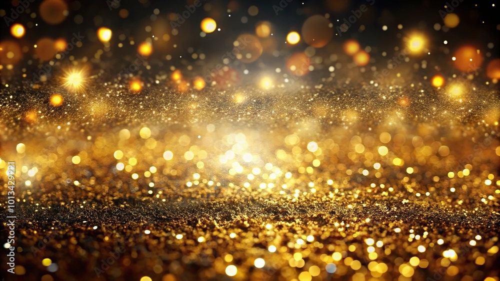 Naklejka premium Abstract glitter light gold and black close-up background