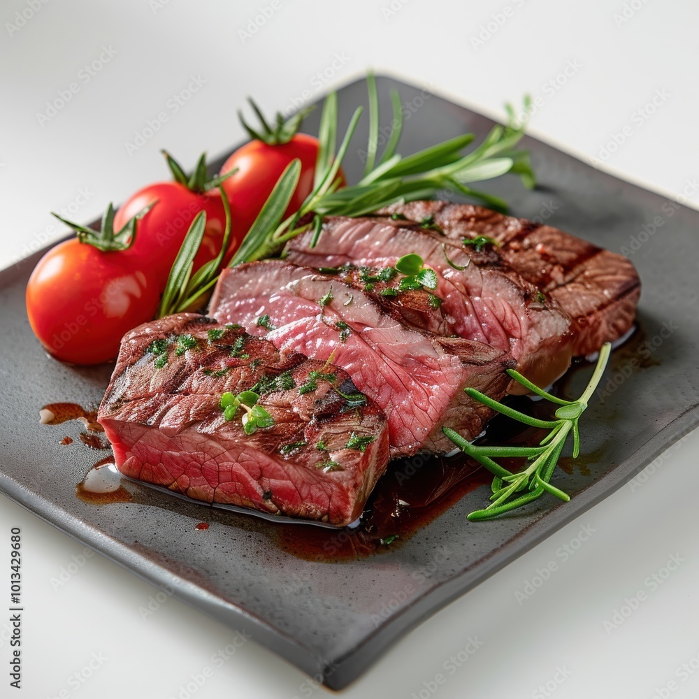 Medium-Rare Steak with Cherry Tomatoes and Rosemary Medium-Rare Steak with Cherry Tomatoes and Rosemary