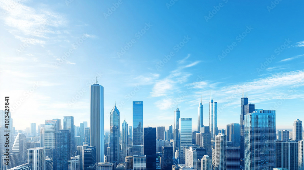 Aerial View of City Skyline and High-Rise Buildings Under Blue Sky and White Clouds Aerial View of City Skyline and High-Rise Buildings Under Blue Sky and White Clouds