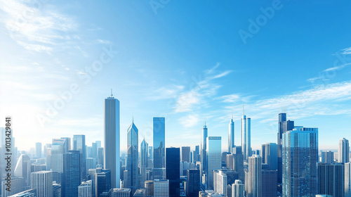 Aerial View of City Skyline and High-Rise Buildings Under Blue Sky and White Clouds