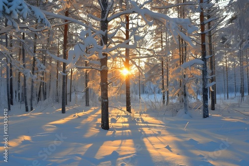 Sunset in winter season