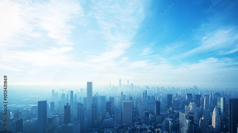Aerial View of City Skyline and High-Rise Buildings Under Blue Sky and White Clouds Aerial View of City Skyline and High-Rise Buildings Under Blue Sky and White Clouds