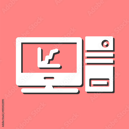 Graph Line Screen Vector Icon