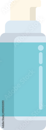 Blue plastic cosmetic bottle with dispenser pump containing cosmetics or medicine