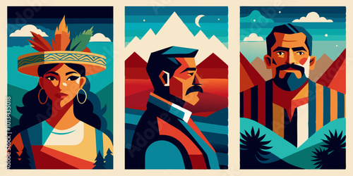 Vibrant posters celebrating national hispanic heritage with cultural elements