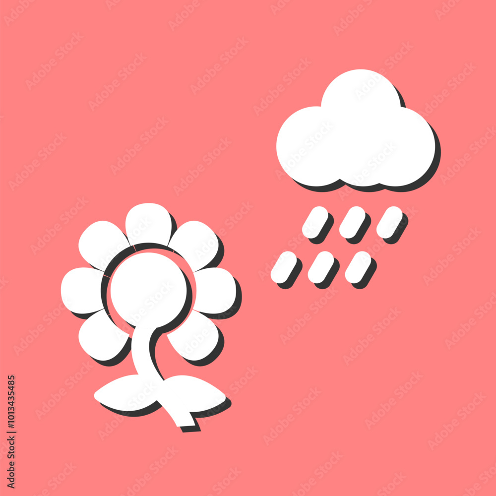 Flower with rain Vector Icon