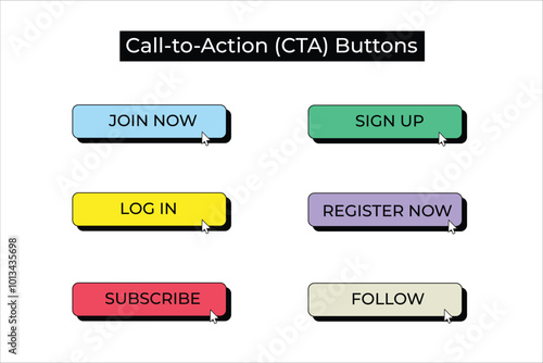 Call To Action CTA buttons in different colors