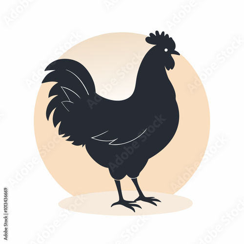 Hand-drawn Chicken Silhouette with Beige Background