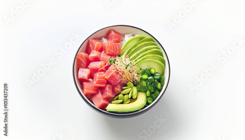 Vibrant Salmon & Avocado Poke Bowl: A healthy, delicious, and visually stunning meal. Perfect for a light lunch or dinner!