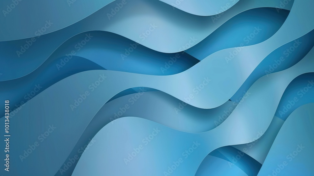 Fototapeta premium Blue three-dimensional paper-cut style gradient curve background