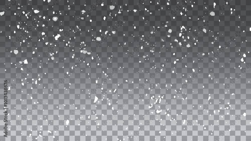 Falling snowflakes on isolated transparent background vector. Realistic snowflake. Winter frost effect. Falling snowflakes on isolated transparent background vector. Realistic snowflake. Winter frost effect.